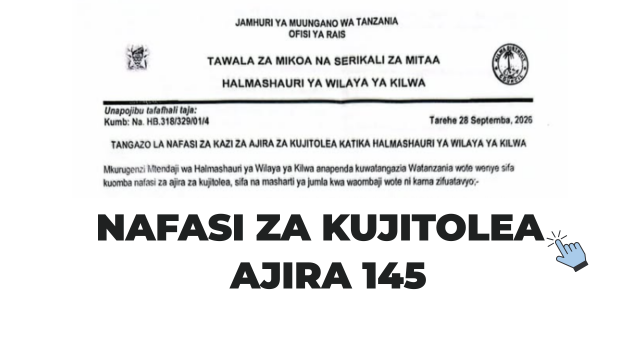 Kilwa District Council Volunteer Jobs 2026 – 145 Vacancies