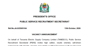 1,099 Job Vacancies at TANESCO – October 2026